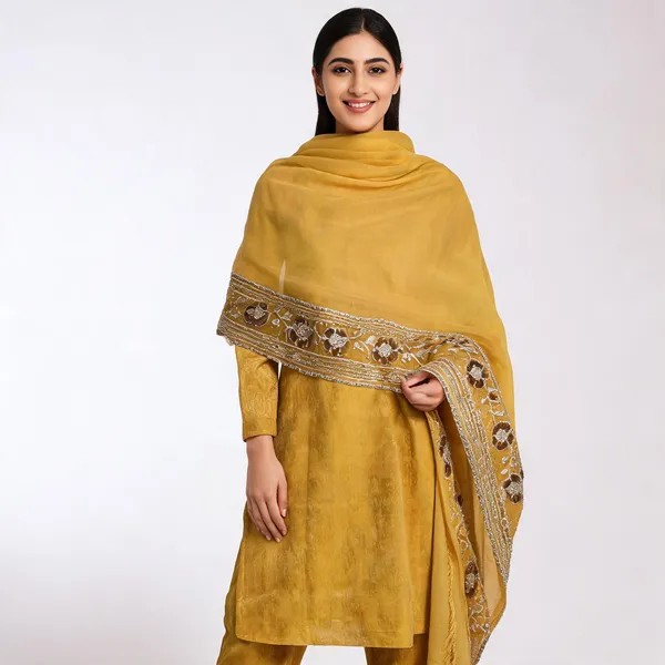 Mustard_Premium_Jacquard_Unstitched_Suit_Set_For_Women
