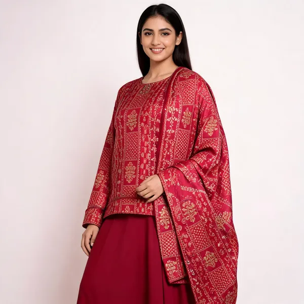 Maroon_Premium_Silk_Unstitched_Suit_Set_For_Women
