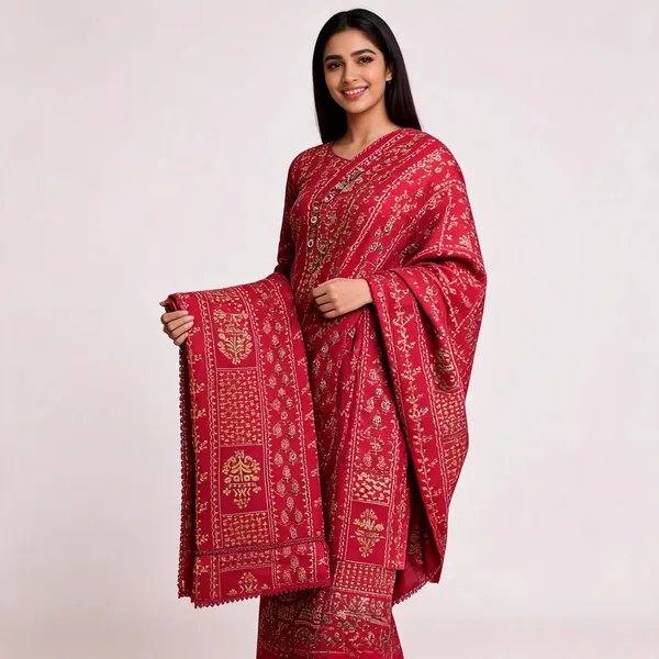 Maroon_Premium_Silk_Unstitched_Suit_Set_For_Women