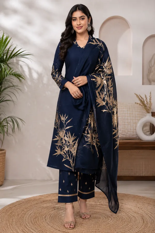 Navy_Blue_Premium_Jam_Silk_Unstitched_Suit_Set_For_Women