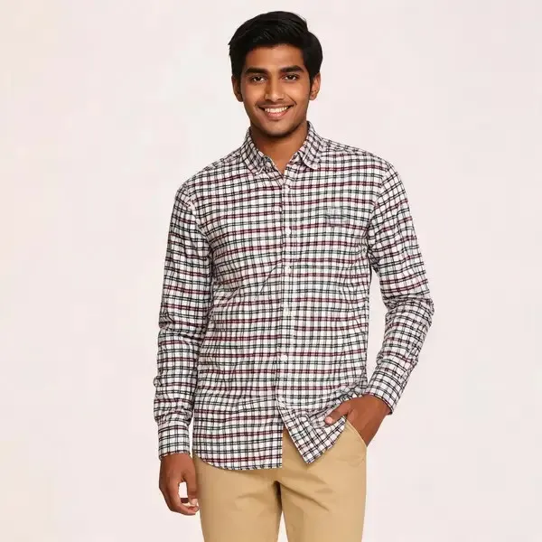 White_Plaid_Casual_Shirt_For_Men