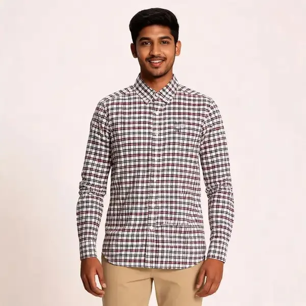 White_Plaid_Casual_Shirt_For_Men