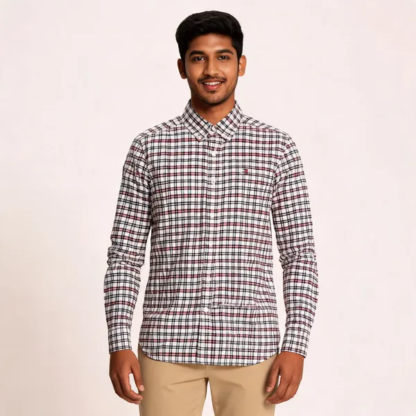 White_Plaid_Casual_Shirt_For_Men