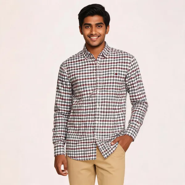 White_Plaid_Casual_Shirt_For_Men