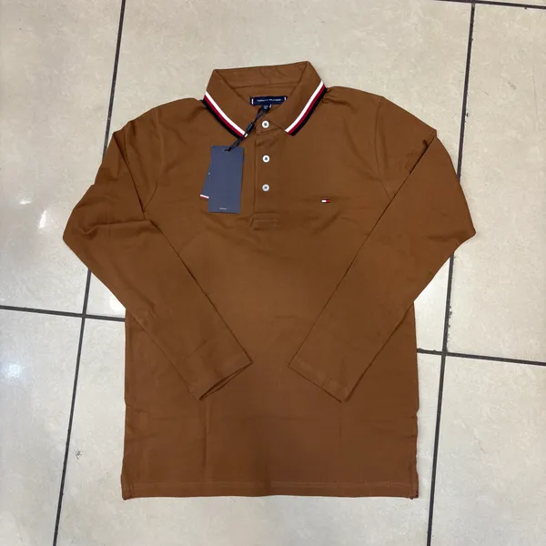 Brown_Long_Sleeve_Polo_T_Shirt_For_Men