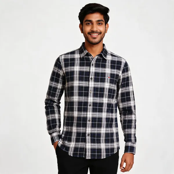Black_Plaid_Casual_Shirt_For_Men