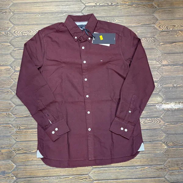 Maroon_Casual_Button_Down_Shirt_For_Men