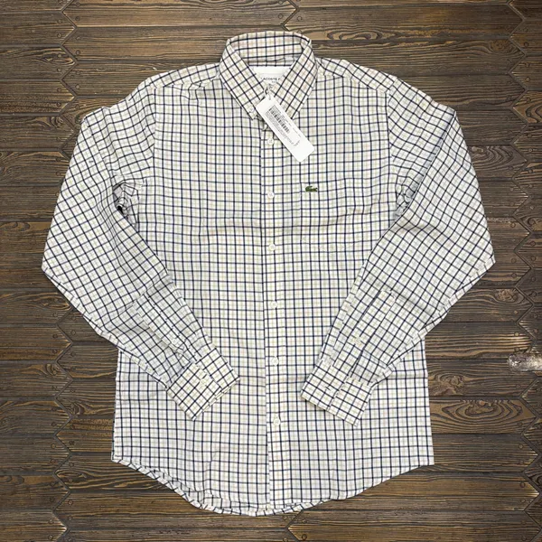 White_Checked_Long_Sleeve_Shirt_For_Men
