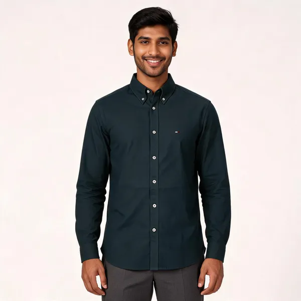 Bottle_Green_Casual_Button_Down_Shirt_For_Men