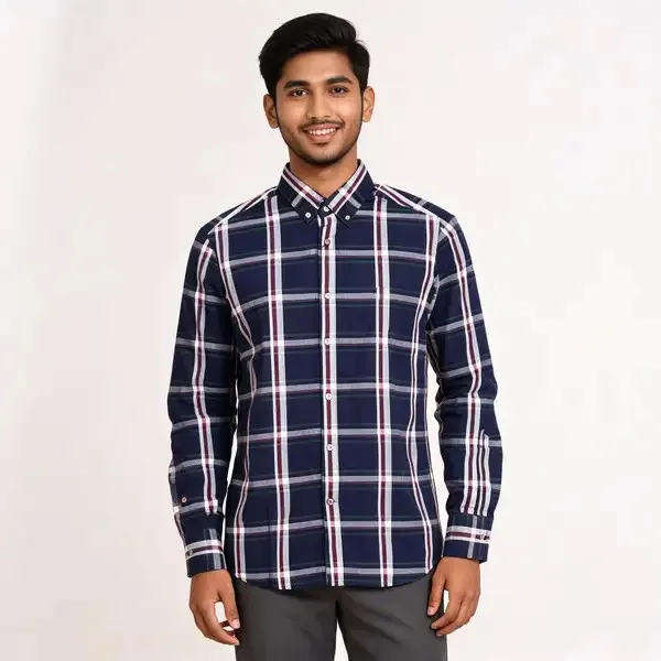 Navy_Checkered_Casual_Shirt_For_Men