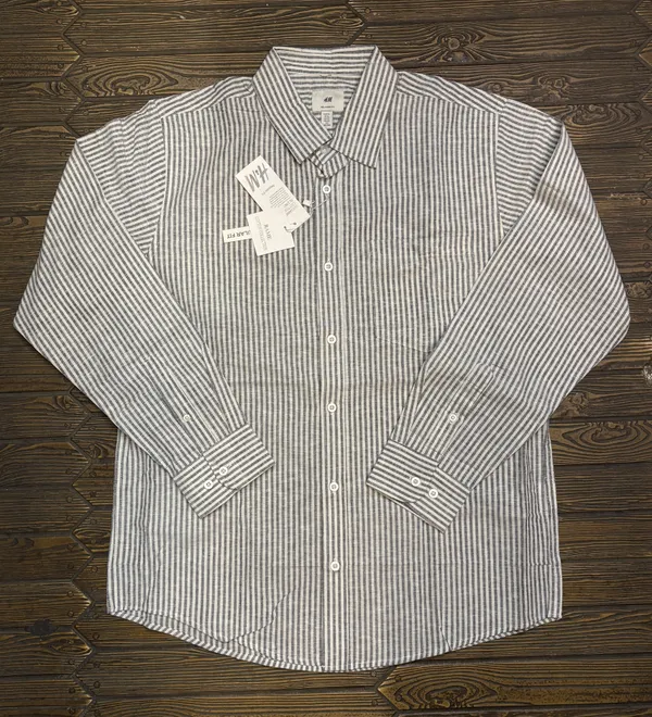 Grey_Striped_Long_Sleeve_Shirt_For_Men