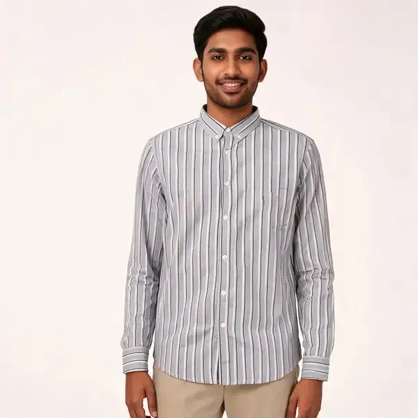 Grey_Striped_Button_Down_Shirt_For_Men