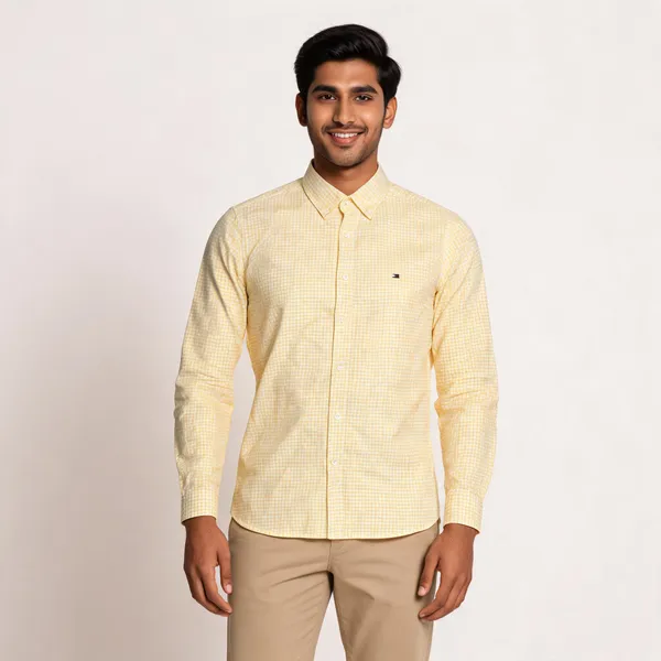 Tommy_Hilfiger_Yellow_Checked_Casual_Shirt_For_Men