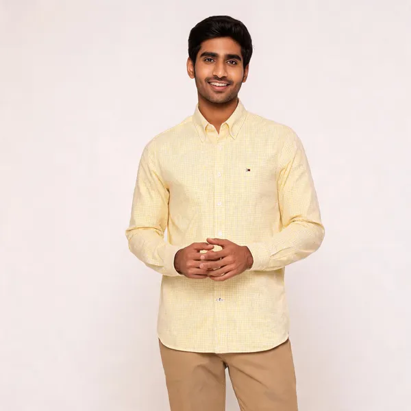 Tommy_Hilfiger_Yellow_Checked_Casual_Shirt_For_Men