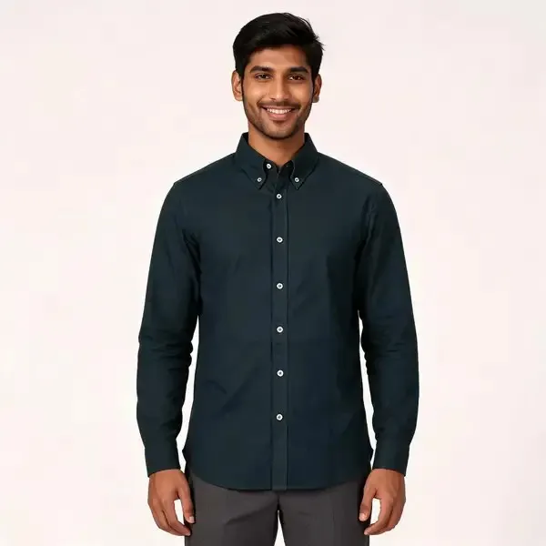 Bottle_Green_Casual_Button_Down_Shirt_For_Men