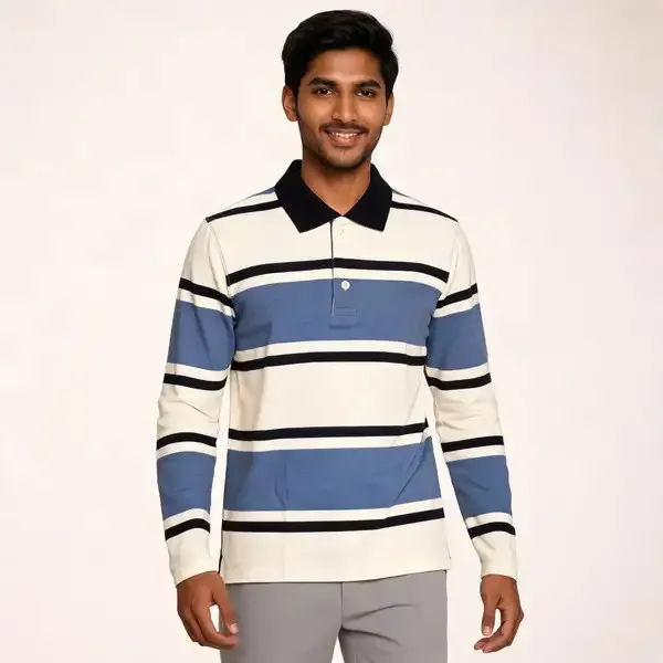 Blue_Striped_Long_Sleeve_Polo_T_Shirt_For_Men