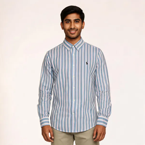 Blue_Striped_Button_Down_Shirt_For_Men