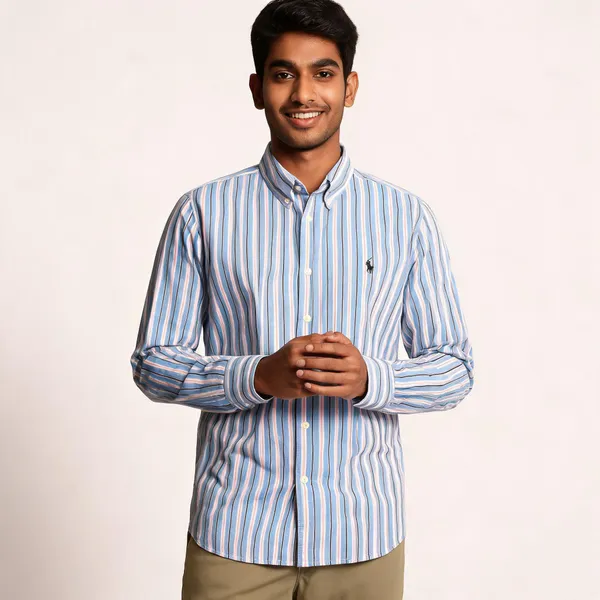 Blue_Striped_Button_Down_Shirt_For_Men