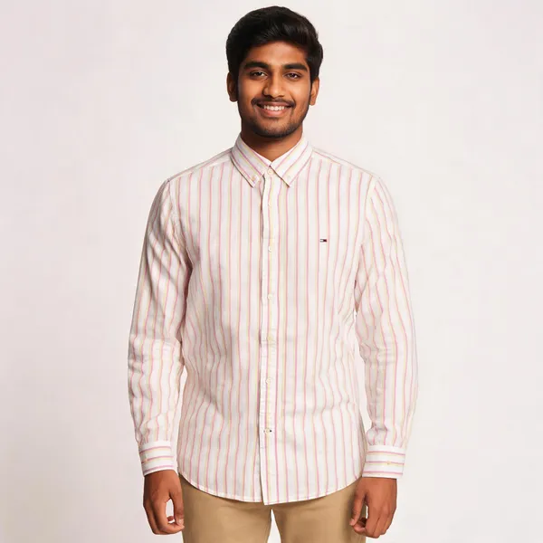 Peach_Vertical_Striped_Button_Down_Shirt_For_Men