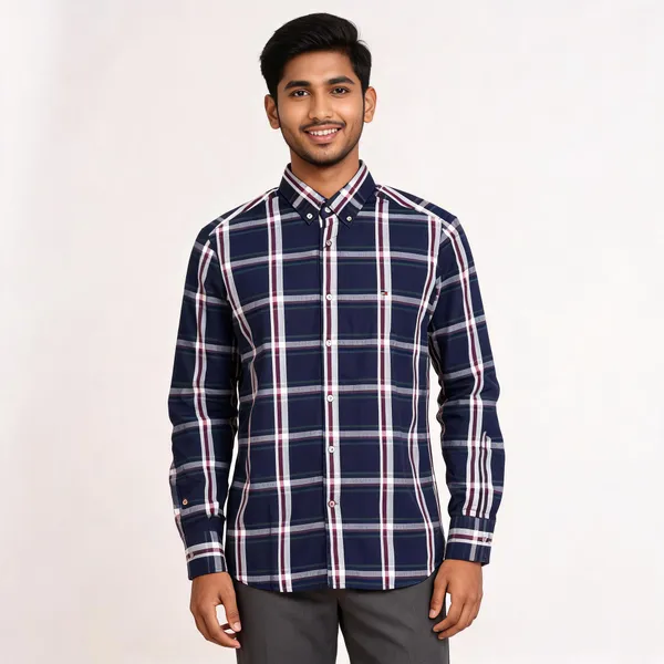 Navy_Checkered_Casual_Shirt_For_Men