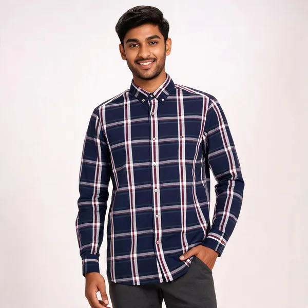 Navy_Checkered_Casual_Shirt_For_Men