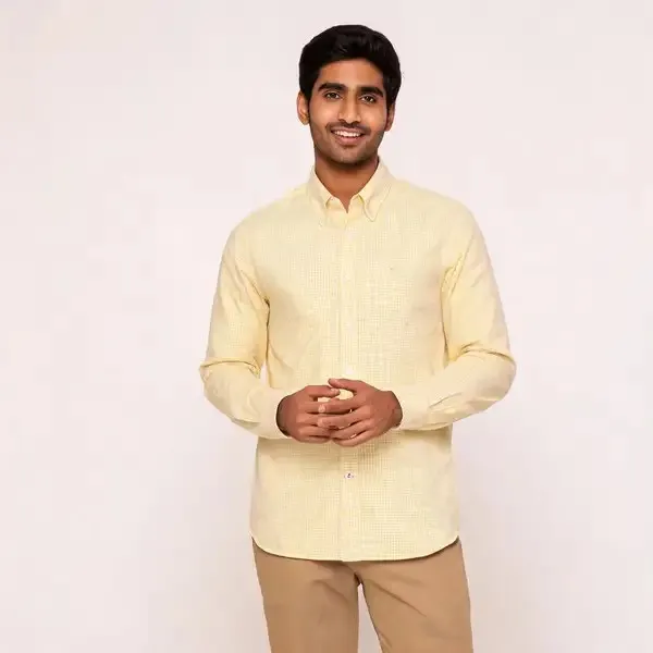 Tommy_Hilfiger_Yellow_Checked_Casual_Shirt_For_Men