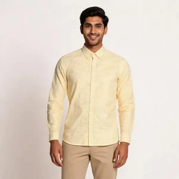 Tommy_Hilfiger_Yellow_Checked_Casual_Shirt_For_Men