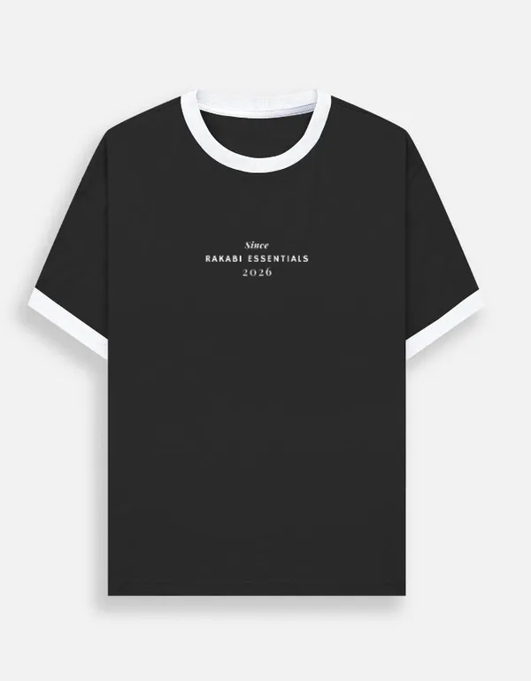 White_And_Black_Cotton_Ringer_T-Shirt_For_Men