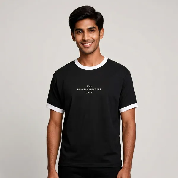 White_And_Black_Cotton_Ringer_T-Shirt_For_Men