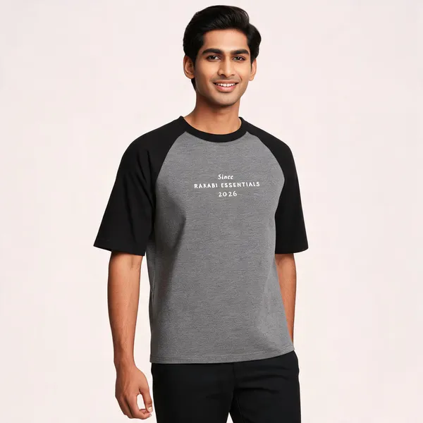 Grey_And_Black_Cotton_Raglan_T-Shirt_For_Men