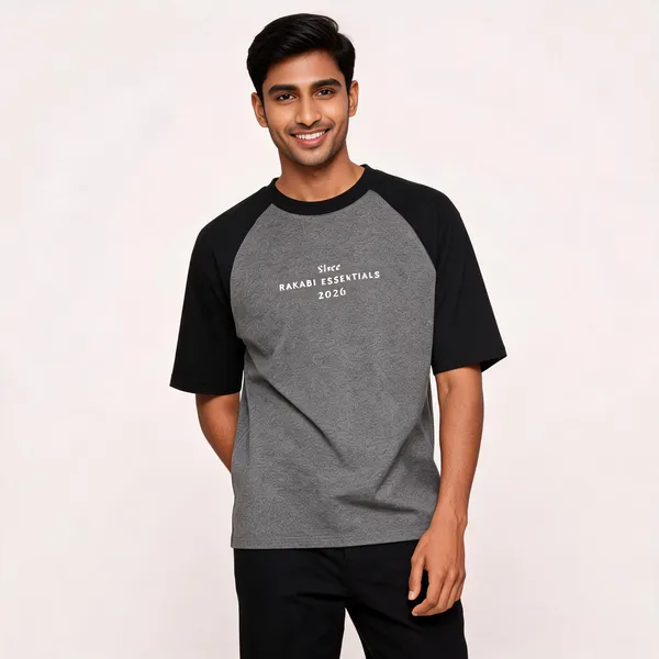 Grey_And_Black_Cotton_Raglan_T-Shirt_For_Men