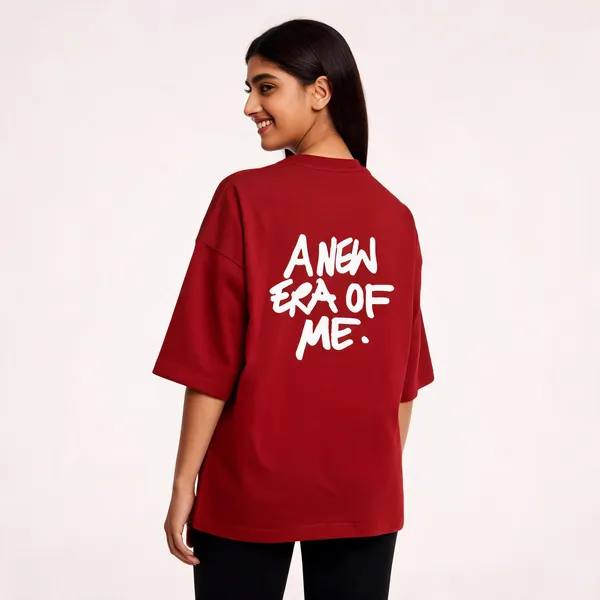 Red_90%Cotton_10%_Poly_Oversized_T-Shirt_For_Unisex
