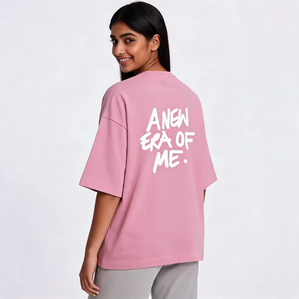 Pink_90%Cotton_10%_Poly_Oversized_T-Shirt_For_Unisex
