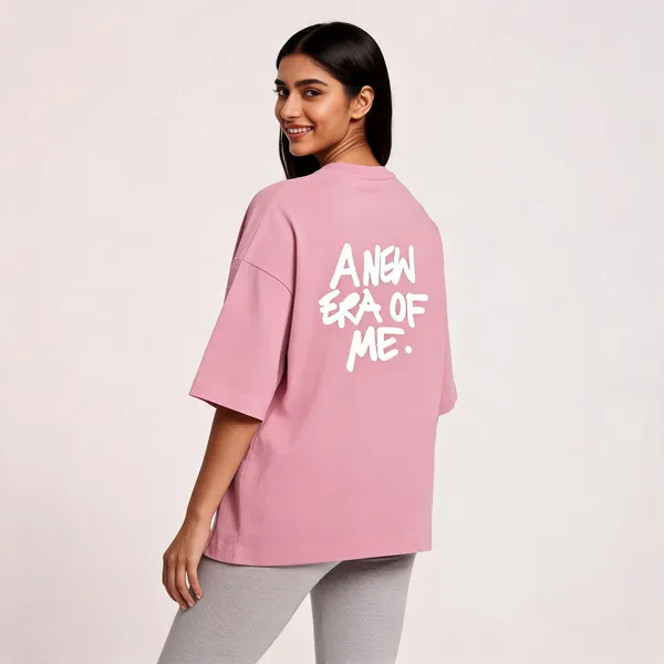 Pink_90%Cotton_10%_Poly_Oversized_T-Shirt_For_Unisex