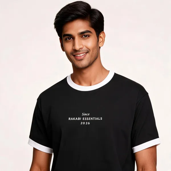 White_And_Black_Cotton_Ringer_T-Shirt_For_Men