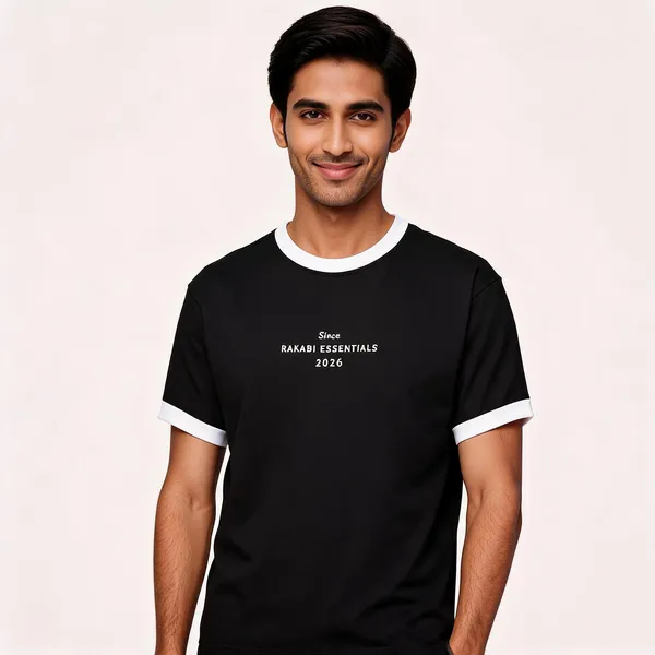 White_And_Black_Cotton_Ringer_T-Shirt_For_Men