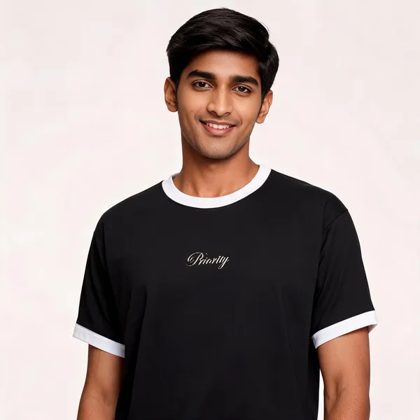 White_And_Black_Cotton_Ringer_T-Shirt_For_Men