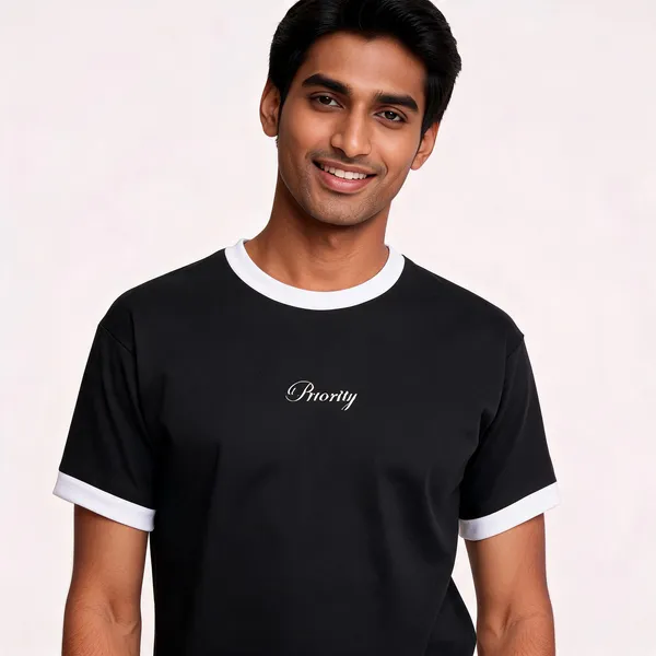 White_And_Black_Cotton_Ringer_T-Shirt_For_Men