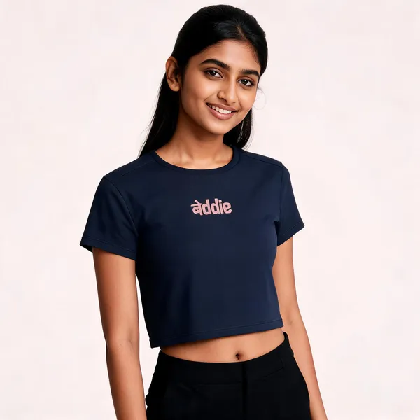 Navy_Blue_Cotton_Crop_T-Shirt_For_Women