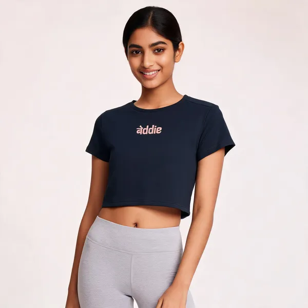 Navy_Blue_Cotton_Crop_T-Shirt_For_Women