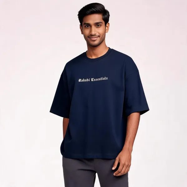 Navy_Blue_90%Cotton_10%_Poly_Oversized_T-Shirt_For_Men