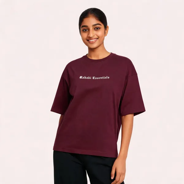 Maroon_90%Cotton_10%_Poly_Oversized_T-Shirt_For_Unisex