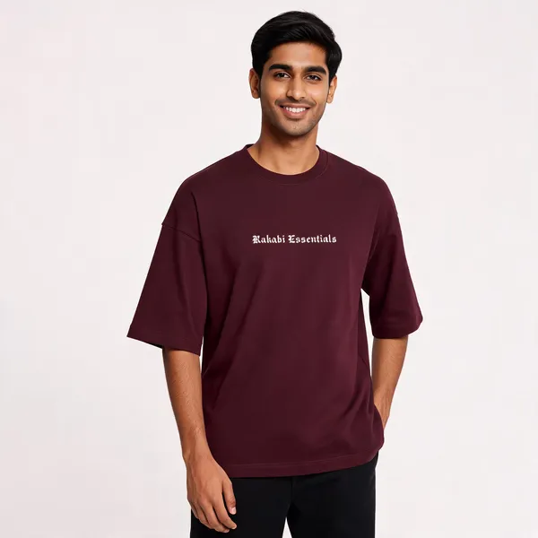 Maroon_90%Cotton_10%_Poly_Oversized_T-Shirt_For_Unisex