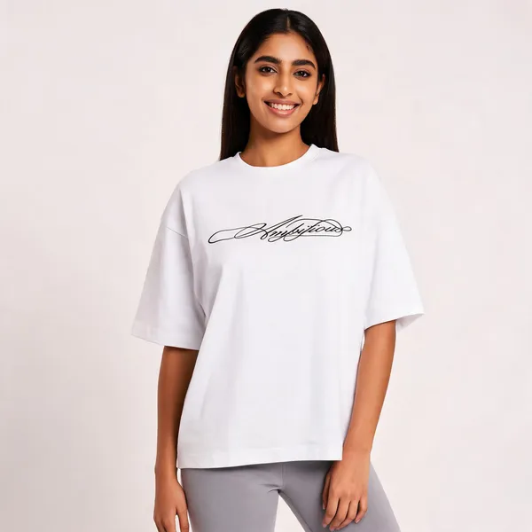 White_90%Cotton_10%_Poly_Oversized_T-Shirt_For_Unisex