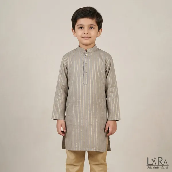 Grey_Cotton_Casual_Kurta_For_Boys
