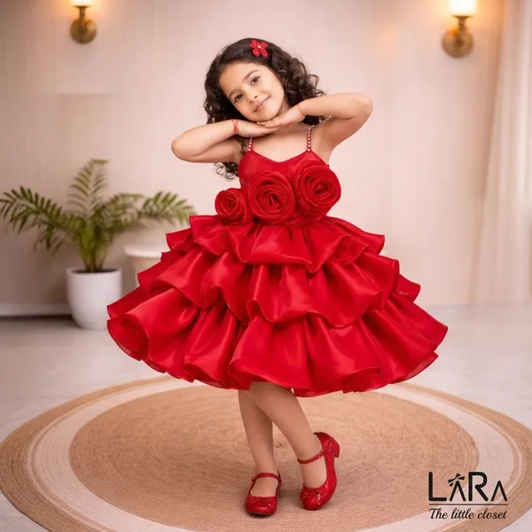 Classy_Red_Layered_Frock_For_Kids_Girls