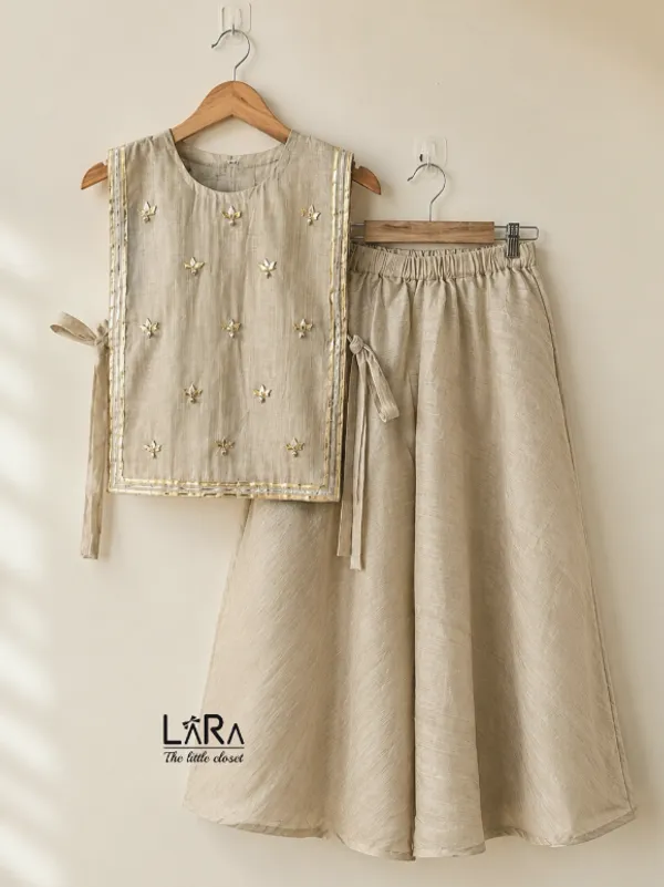 Royal_beige_three_piece_set_for_little_girls,_trend_style_ethnic_wear_