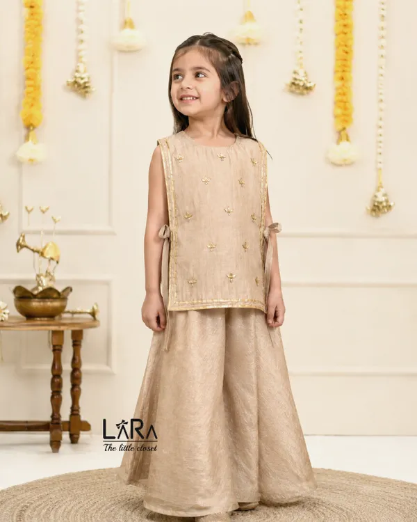 Royal_beige_three_piece_set_for_little_girls,_trend_style_ethnic_wear_