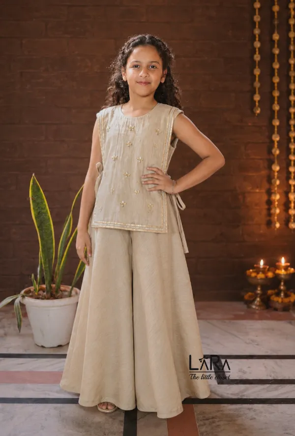 Royal_beige_three_piece_set_for_little_girls,_trend_style_ethnic_wear_