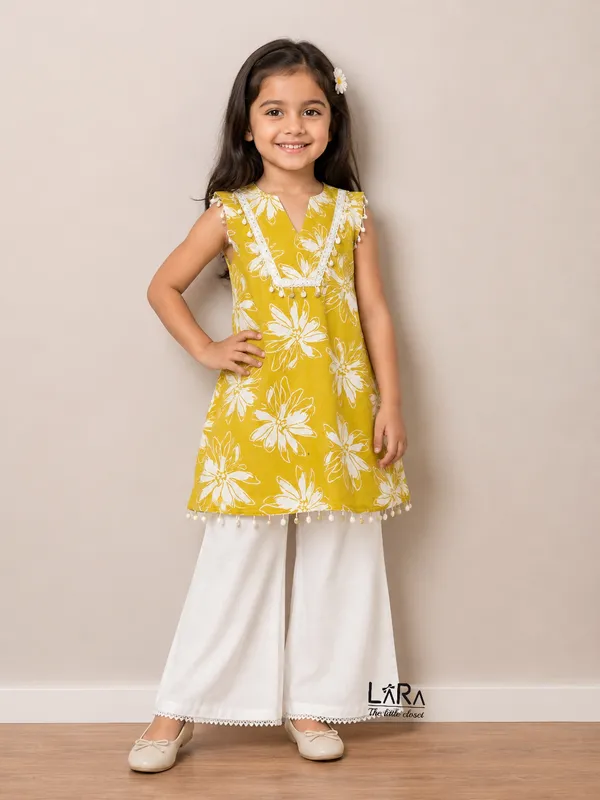 Yellow_cotton_printed_Aline_Kurti_for_girls,_Indian_ethnic_wear